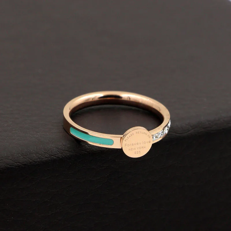 Martick, элегантные, модные, круглые кольца, синяя капля, масло, английские буквы, кольца на палец с сияющим кубическим розовым золотом, кольца R247
