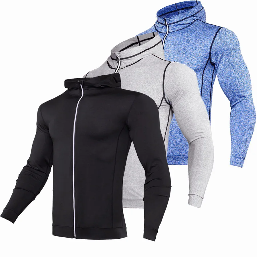 2018 New Sport Hoodies Men Running Jacket Slim Workout Sweatshirts Male