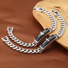 925 пробы серебряный китайский стиль винтажный браслет для мужчин персональный Летающий орел инкрустированный циркониевой пряжкой серебряная цепь