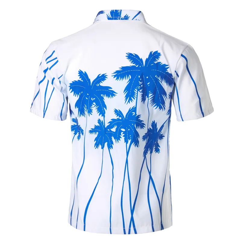 Palm Tree Print Hawaiian Shirt Men Fashion Summer Short Sleeve Shirt Men Casual Vacation Tops Shirts for Men 