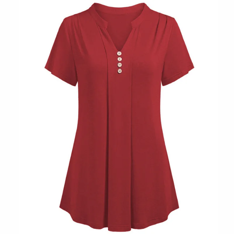 

Plus Size T shirt Female Pleated Casual Tees Shirt Tops Femme Sexy Solid V Neck Short Sleeve Big Size Women Clothing 4XL 5XL 6XL