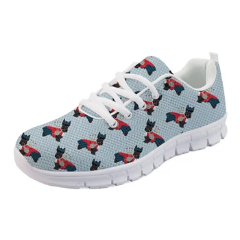 

THIKIN 3D Cute Scottish Terrier Print Printed Lace-up Comfortable Shoes Students Girl Casual Spring/Autumn Footwear Breathable