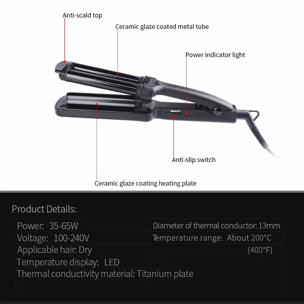 Новая мини-Плойка для укладки волос, завитки 3 Бочки, щипцы для завивки волос с глубокой волной, щипцы для завивки волос, персональный инструмент для укладки волос 378