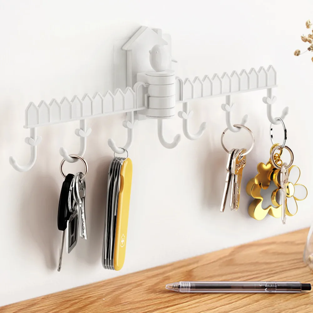 

Multi Function Bird Double Row Rotary Hook Waterproof Strong Glue Non Hole Sticking Hook For Kitchen Bathroom 18MAR12