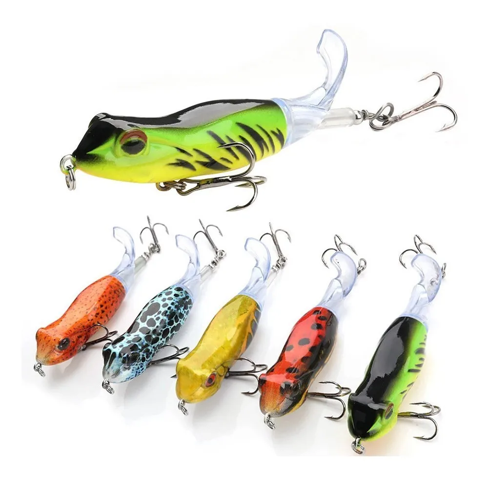 

1pcs 9cm 11g Topwater Frog Whopper Plopper Fishing Lures Hard Artificial Bait with Rotating Soft Tail Pike Fishing Tackle Lure