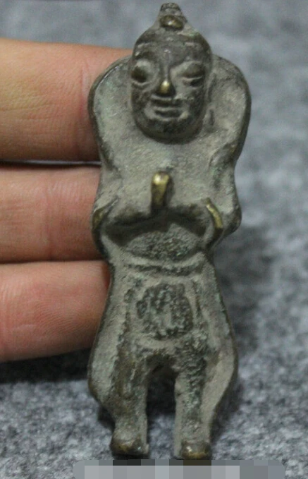 

S0387 Old Chinese Pure Bronze Collect Dynasty People God Immortal Man Statue Sculpture
