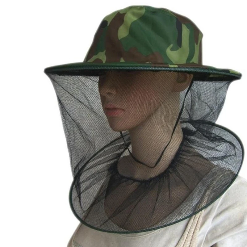 

Camouflage Mosquito Net Prevention Cap Outdoor Fishing Camping Bee Keeping Head Face Protector Sunshade Lone Neck Head Cover