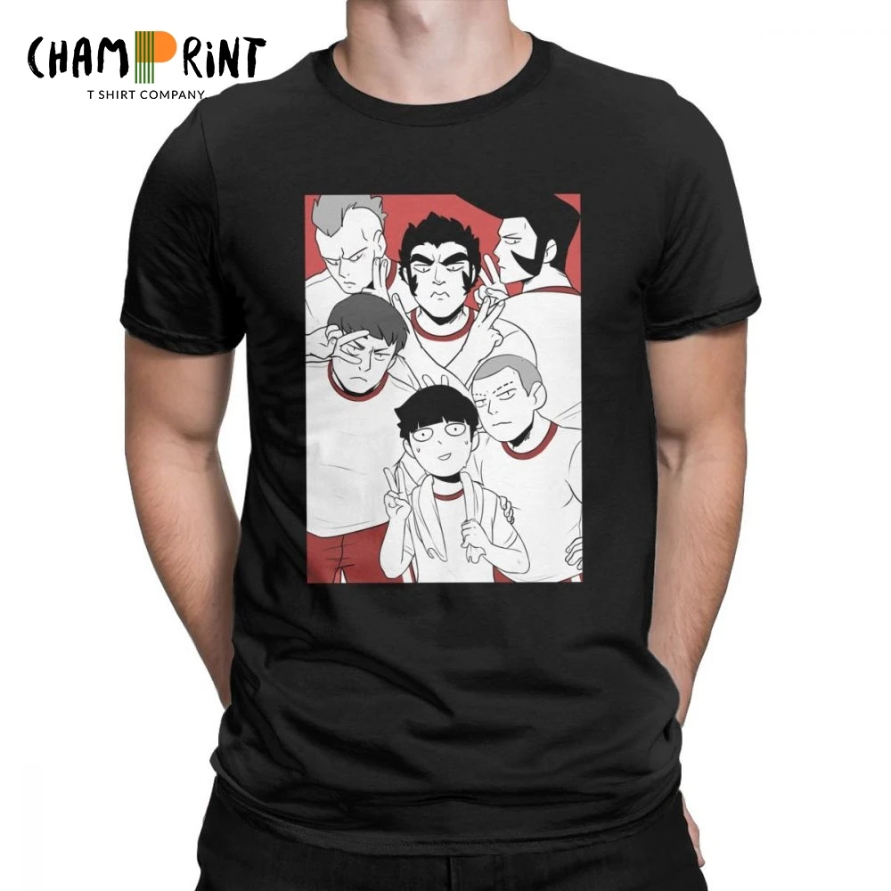 

Novelty Mob Psycho 100 Body Improvement Club T-Shirts Men Round Neck Cotton T Shirts Short Sleeve Tees Unique Clothing