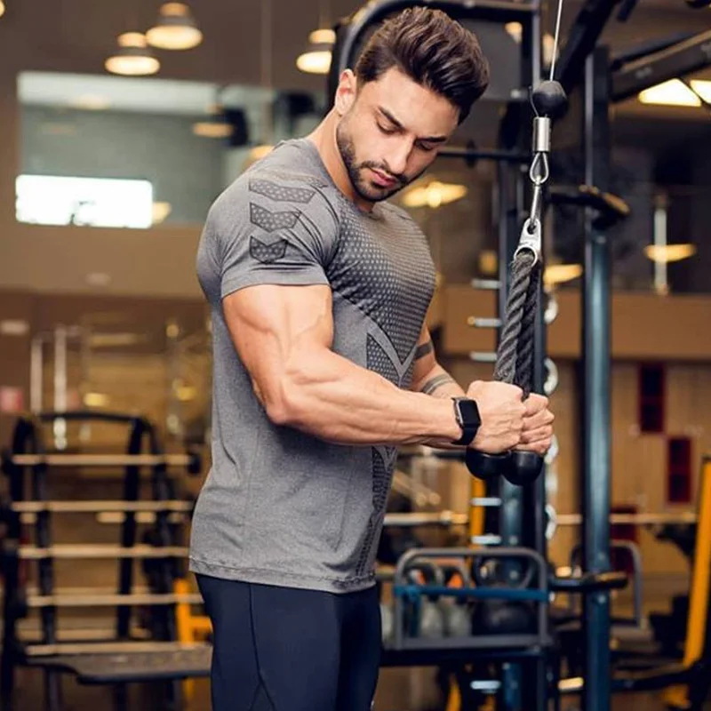 2019 New Men Gyms Fitness Compression t shirt Skinny Elasticity Bodybuilding Workout shirts male black tees 2