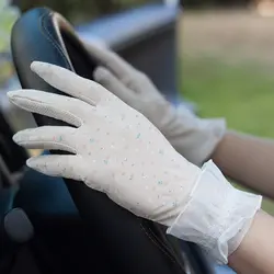 Леди летнее солнце перчатки Дамы Сенсорный экран для вождения Luva Нескользящие против ультрафиолетового тонкий короткий женский B-8360