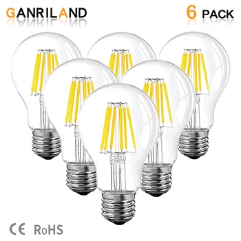 

GANRILAND DC 12V 24V Led Lamp A19 Filament Bulb Low Voltage 6W Globe led Bulbs Daylight White 4500K Warm White 2700K E26 E27