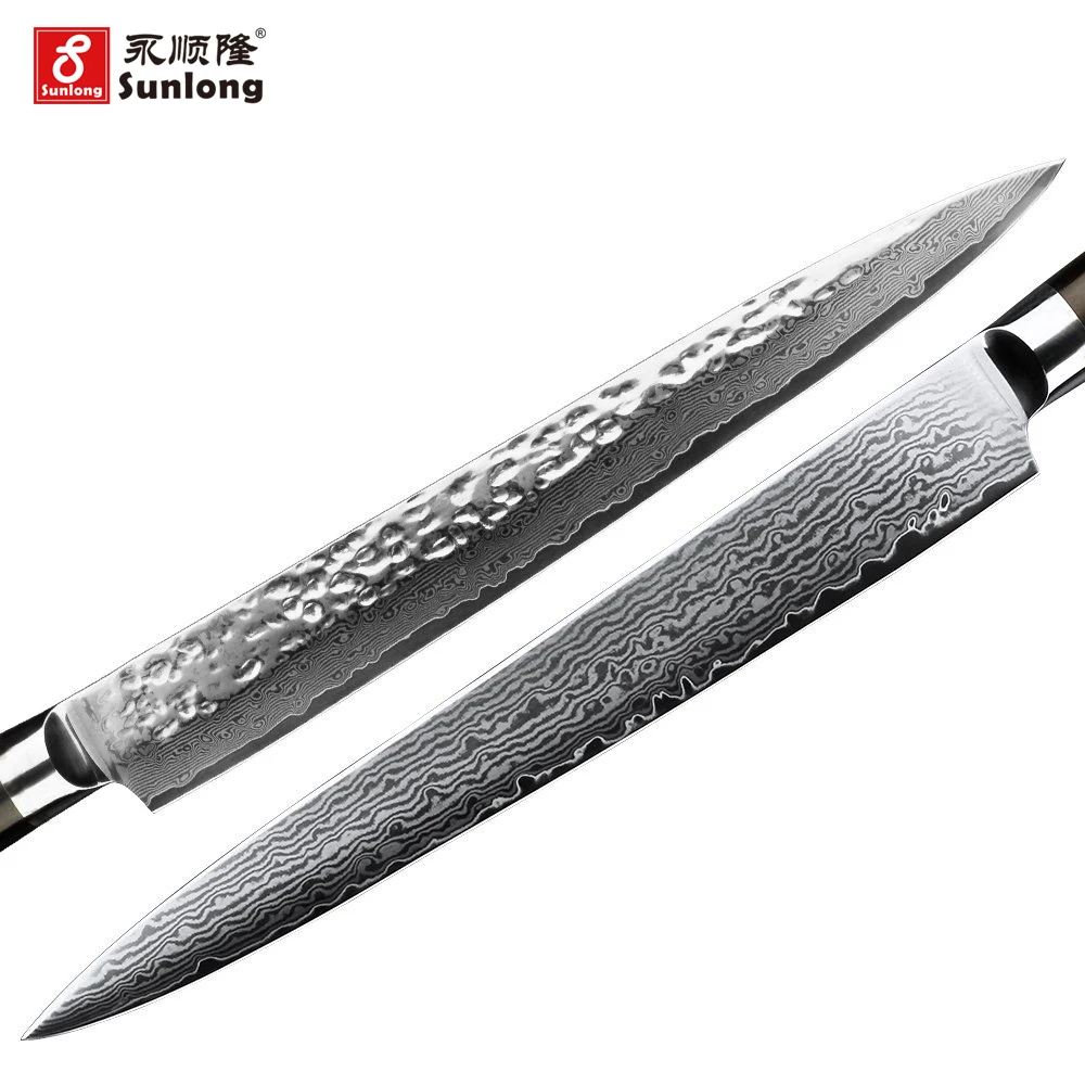 Sunlong нож для суши японский дамасская сталь 9 дюймов ножи нарезки кухонный Секач
