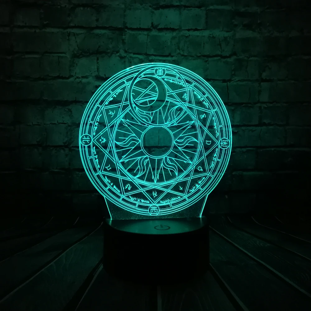 Мультфильм японское аниме Cardcaptor Sakura Magic Circle 3D лампа USB ночной Светильник
