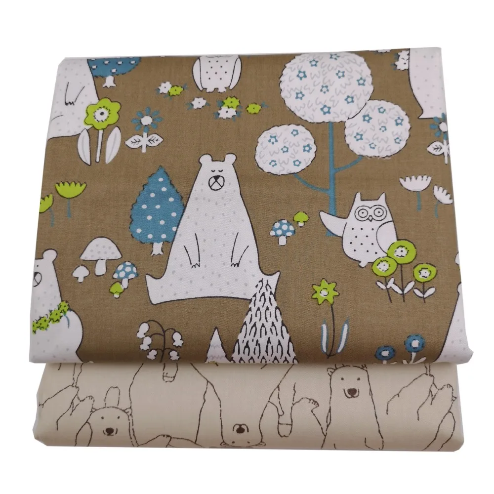 

Syunss Coffee Bear Printed Cotton Fabric For DIY Tissue Patchwork Telas Sewing Baby Toy Bedding Quilting Tecido The Cloth Tilda