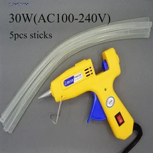 

30W Hot Melt Glue Gun with Free 5pc 7mm*30CM Glue Stick Industrial Mini Gun Thermo Electric Heat Temperature Tool FMH230