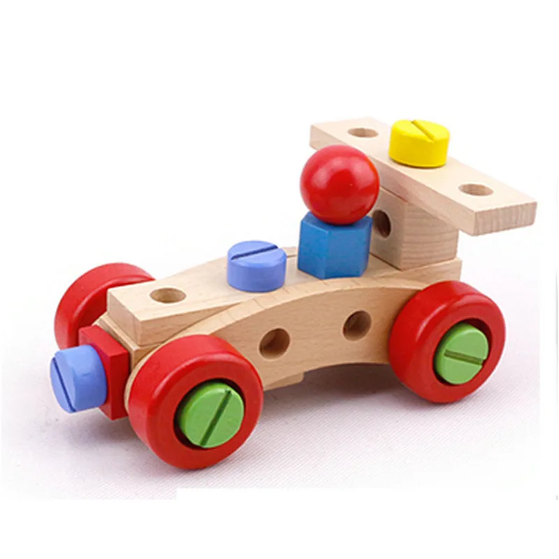 Kids Variety Wooden Particles Building Car Blocks Toy DIY Educational