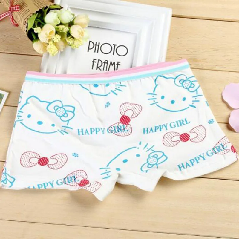 1 шт./лот детское нижнее белье из хлопка женский мультфильм печатных Happy Cat для