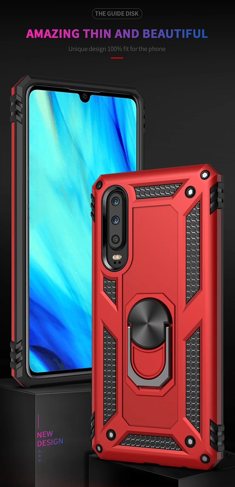 For Huawei P30 Pro case Holder Stand Armor Hybrid Magnetic Bracket Finger Ring Cover For For Huawei P30 Lite P Smart 2019 Case (15)