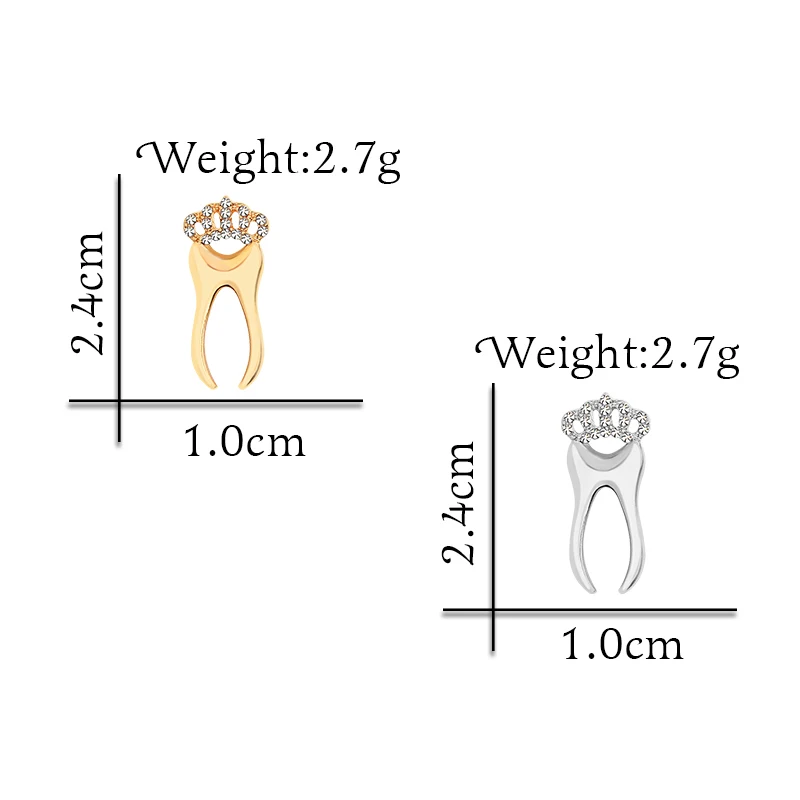 Shshd Модная Золотая Серебряная зубная брошь с хрустальной короной, нагрудные значки для мужчин и женщин, нагрудная булавка для доктора медсестры, ювелирные изделия
