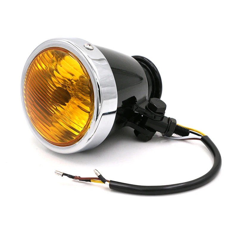 Nuoxintr 12V Motorcycle Headlight Lamp Metal Motocross Head Lamp For Harley Suzuki Cafe Racer Bobber Chopper