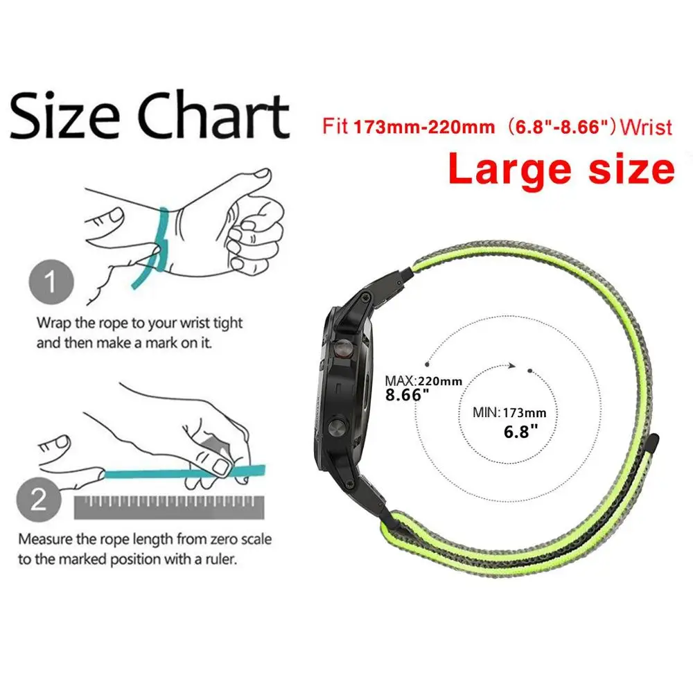 20 22 26 мм нейлоновый ремешок для часов простой и быстрый подходящий ремешок для Garmin Fenix 3 3HR Fenix 5X Plus спуск MK1 Fenix 5 Plus motion ремень