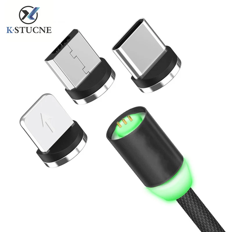 

LED Magnetic USB Cable Type C For Lighting Magnet Charger Data Charging Charge Micro USB C Cable For Android Mobile Phone Cables
