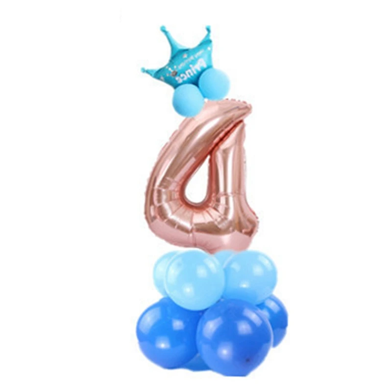 1 шт. 32 дюйма розовый и голубой номер фольги шары цифры баллоны с гелием день рождения Свадебный декор воздушные шары события вечерние поставки - Цвет: BL5