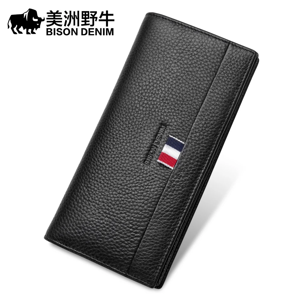 

Brand BISON DENIM High Quality Men Wallet Genuine Leather Purse Cowhide Credit Card Wallet Large Capacity Men's Wallet