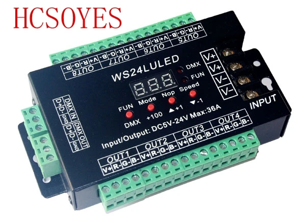 DC5V 24V цифровой дисплей 24CH Easy dmx512 DMX декодер светодиодный диммер каждый канал макс