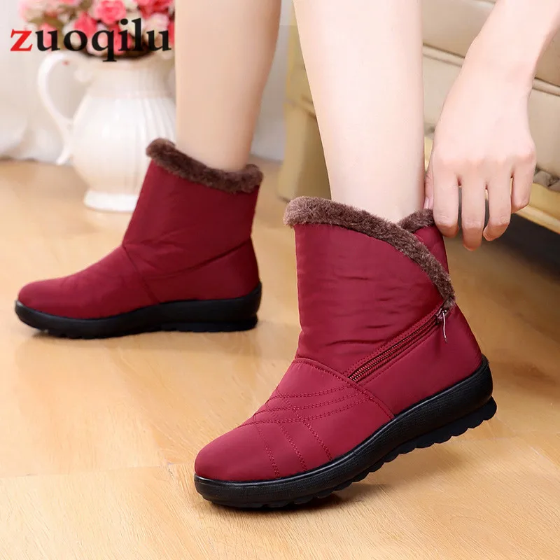 Bota feminina/2019 водонепроницаемые ботинки женские зимние на молнии и платформе