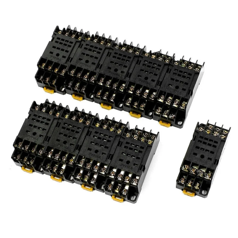 10PcsPYF14AType14P35mmDINRailMountRelaySocketBaseStandfor