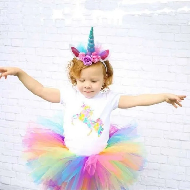 

Cute Kids Sweet Flower Unicorn Horn Hair Band Lace Headband Birthday Party Floral Headwear Crown Hairbands for Baby