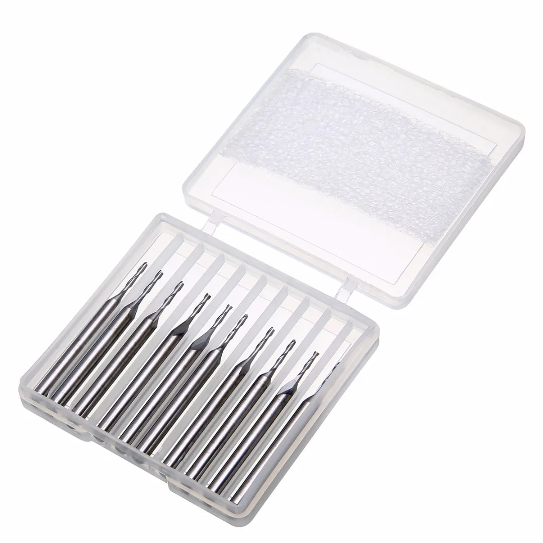 10pcs 2 Flutes End Mill 1/8