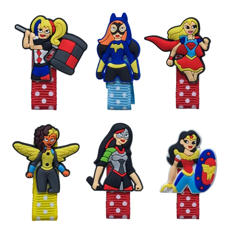 

10pcs/lot DC Super Hero Girls Hair Clips Cute Solid Cartoon Handmade PVC Children Hairpins Accessories Barrettes