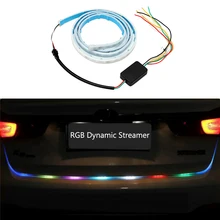 RGB LED Strip Lighting Car Rear Trunk Tail Light RGB Dynamic Streamer Brake Turn Signal Leds Warning Lights Strips Car Styling