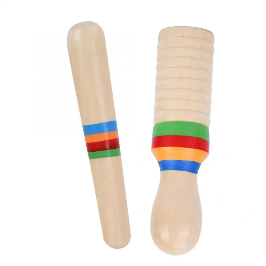 2 комплекта деревянный скребок Guiro звуковая трубка музыкальный ударный инструмент для детская игрушка ударный инструмент Аксессуары
