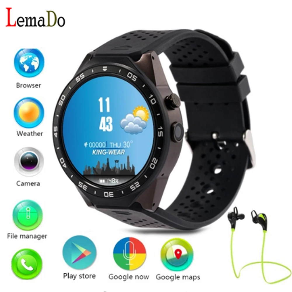 

KingWear KW88 MTK6580 android 5.1 OS WiFi Smart Watch phone Heart Rate GPS Google Play smartwatch for Huawei android apple