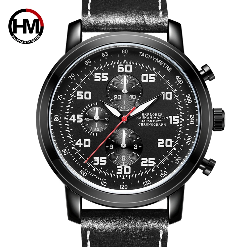 

Hannah Martin Men's Fashion Casual Sport Watches Men Waterproof Leather Quartz Watch Man military Clock Relogio Masculino