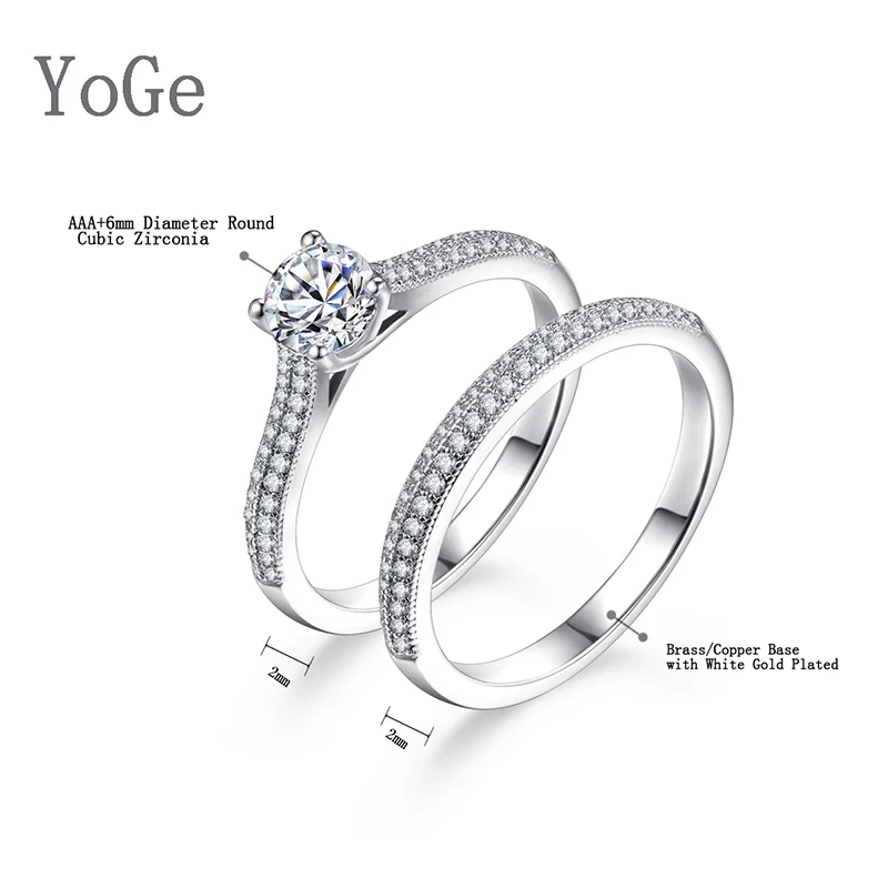 Ювелирные изделия YoGe для свадьбы и вечерние R3449 модный AAA CZ Rine с имитацией