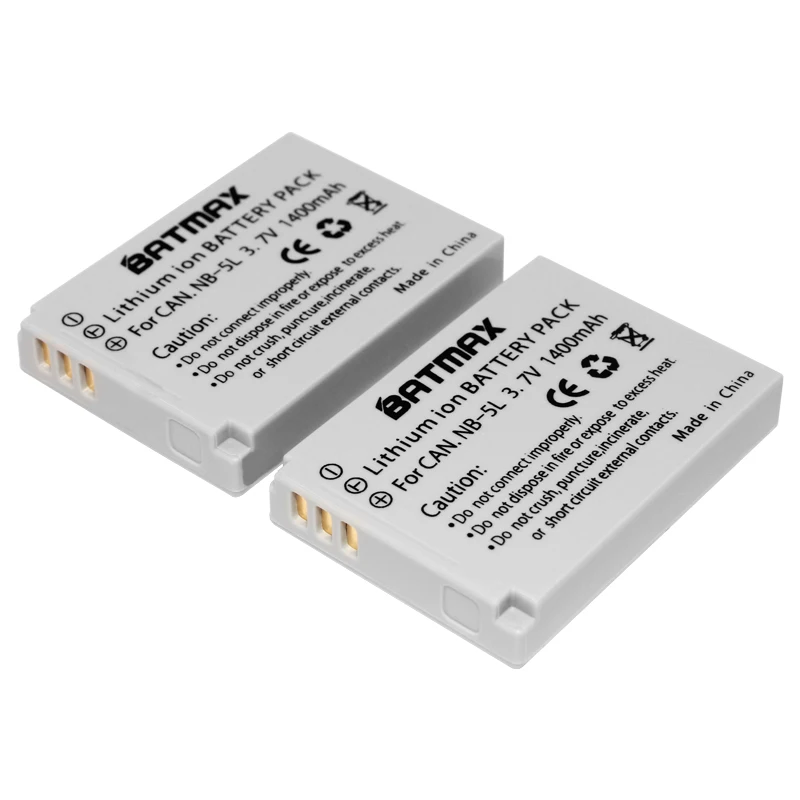 Premium 2-Pack Di Nb-5L Batterie-1400 Mah Per Canon Powershot Sx230 Hs, Sx210 Hs, Sx200 Hs, S100, S110 Fotocamera Digitale