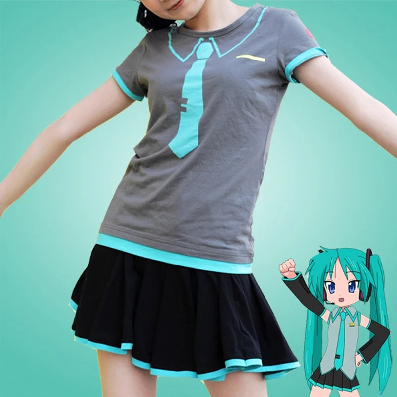 Новинка футболка vocaloid Hatsune Miku аниме японская Лолита анимация летняя костюм для