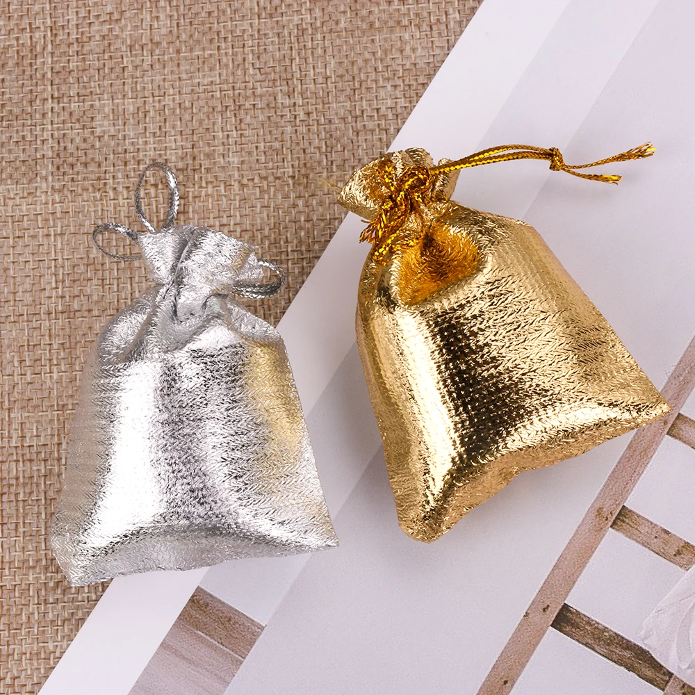 Download 5/10PCS Gold/Silver Metallic Foil Cloth Organza Bag ...