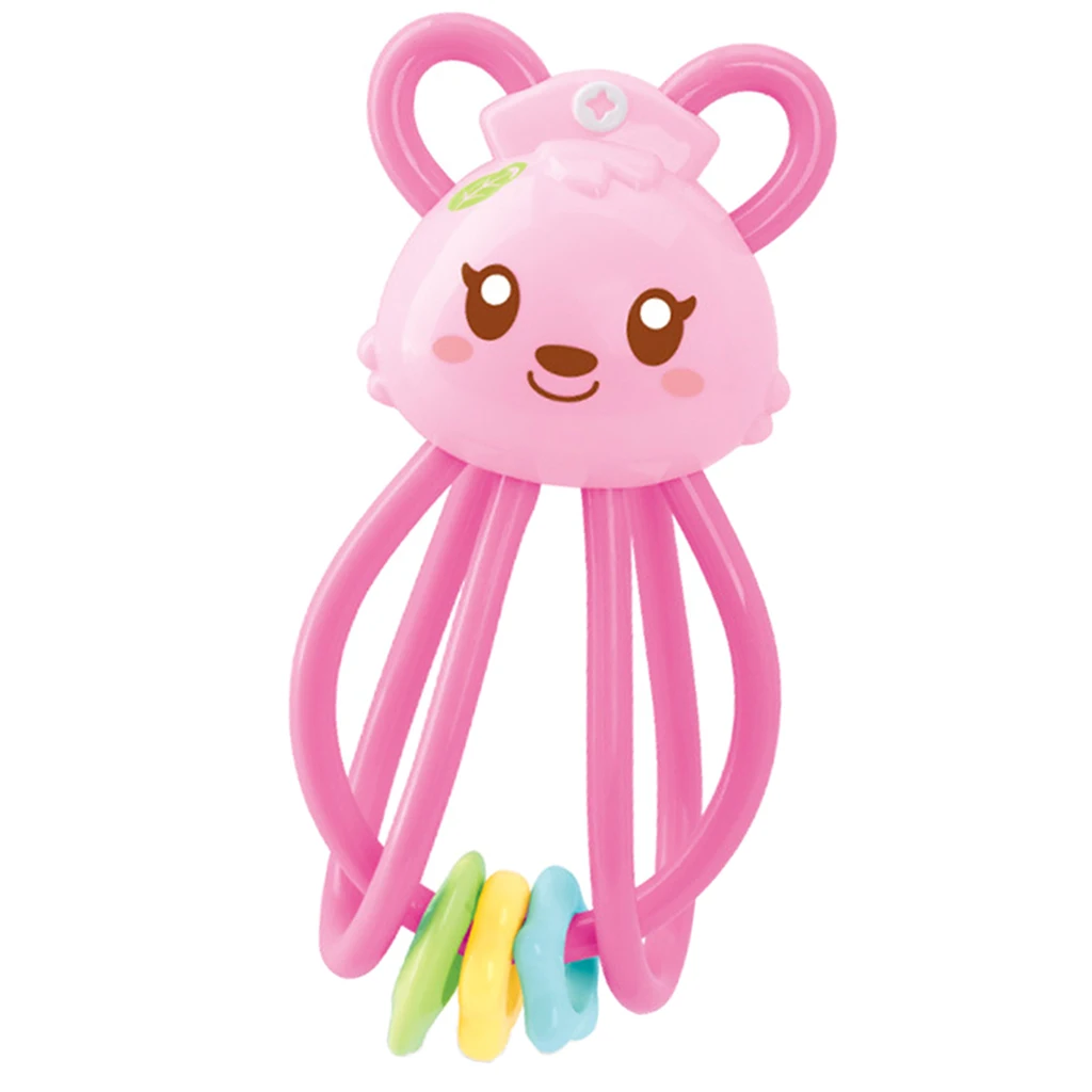 Baby Teether Ring & Rattle Teething Toys - TPU Food Grade Material - Easy To Hold Soft Bendable - Rabbit