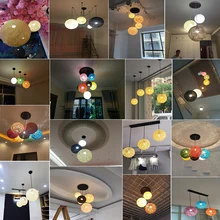 Hemp Ball led Pendant Lights Modern Rattan Hanging Light Colourful Living Room Ceiling Pendant Lamp Home Decor lighting fixtures decorative christmas gift colorful balloon kids child ceiling acrylic cute pendant lights lamp lighting round ball hanging light