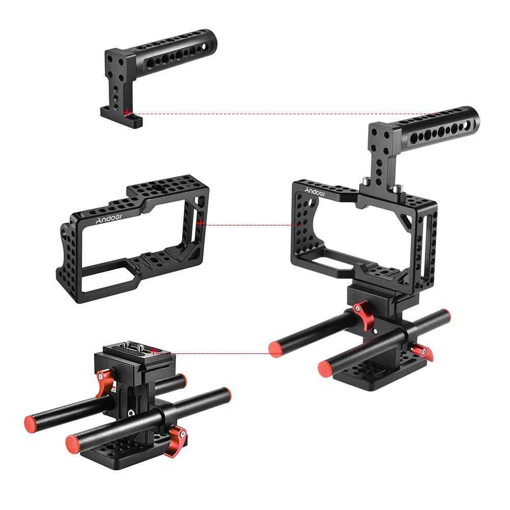 Andoer фотографические аксессуары клетка для видеокамеры защитное устройство-стабилизатор для камеры для крепления микрофона монитор штатив светодиодный свет