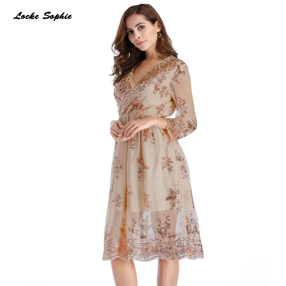 

1pcs High waist Ladies Plus size Sexy party dresses 2019 Summer cotton Lace Splicing Sequins Dress women's Skinny Sexy Dress