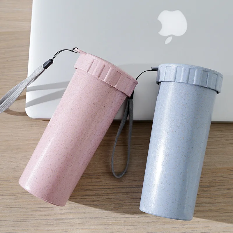 3.5Pastoral Wheat Straw Hand cup with lid Fashion Travel Cups Of Coffee Cup Student Sport Cheap And Accessible Drinking cup