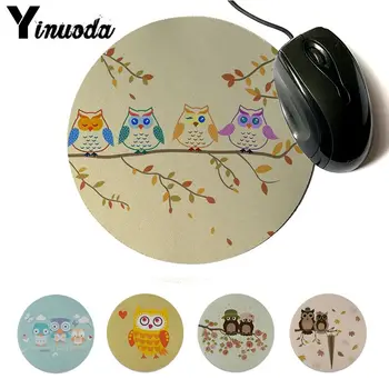 

Yinuoda Beautiful Anime Owls Family Soft Rubber Professional Gaming Mouse Pad Natural Rubber Round Gaming mousepad Desk Mat
