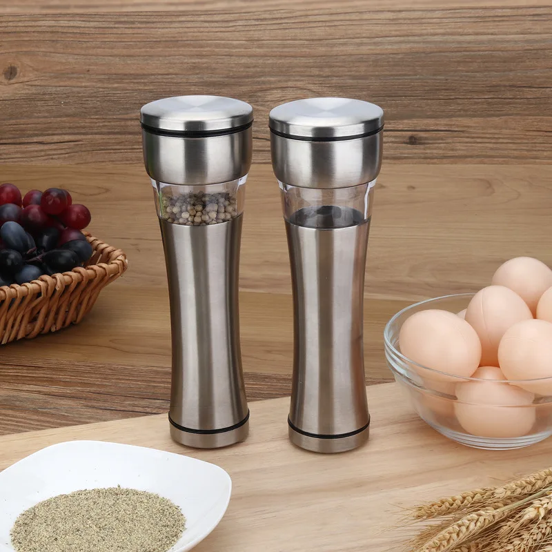 Stainless Steel ABS Pepper Mill Salt Pepper Mill Manual Spice Sauce Grinder Muller Seasoning Condiment Jar Holder Kitchen Tool