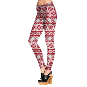 

2019 Christmas New Printed Slim Fitness Leggings Women High Waist Elasticity Causal Legging Autumn Pant
